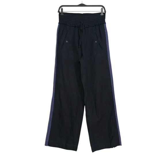 Sea New York Pants - Sea New York Linen Blend Side Stripe Wide Leg Navy Pants 4